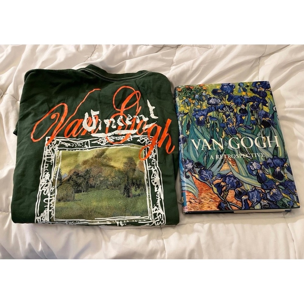 Van Gogh A Retrospective Art Book & Strange Daze Graphic T-Shirt XL Green Bundle